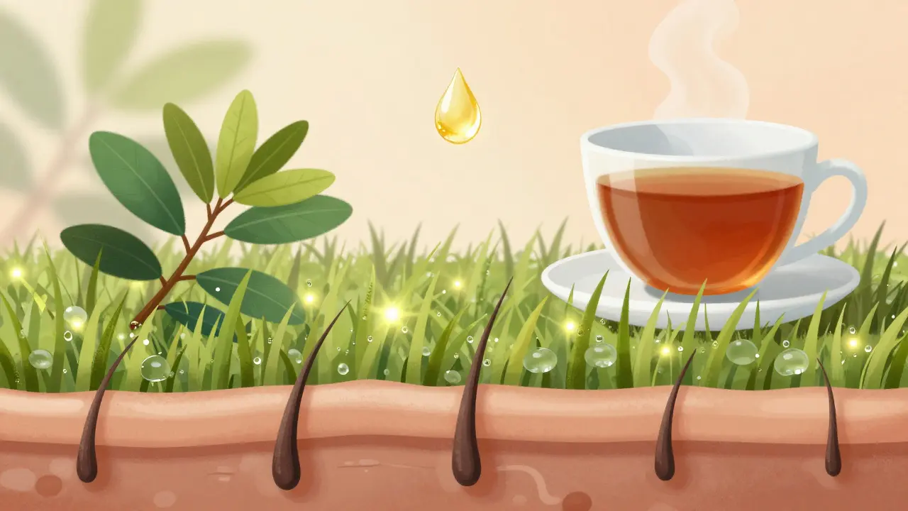 Kůže hlavy jako krajina s vlhkými buňkami a přírodními hydratačními prvky.