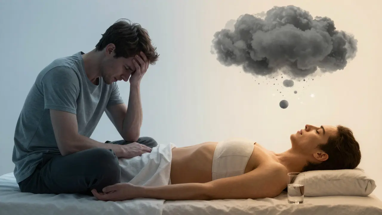Conceptual art showing transition from stress to relaxation via massage