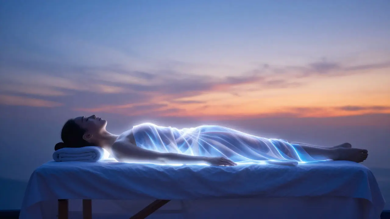 Abstraktní vizualizace uvolnění energie a hluboké relaxace